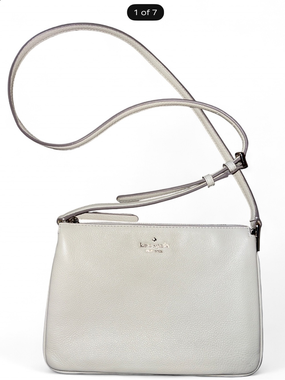 kate spade Ivory Pebbled Leather Crossbody with Triple Compartments